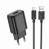 Зарядка 220V HOCO C134A 12W/1xUSB + Lightning Cable Black