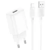 Зарядка 220V HOCO C134A 12W/1xUSB + Lightning Cable White