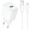 Зарядка 220V HOCO CS52A 18W/QC3.0/1xUSB + microUSB Cable White