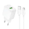Зарядка 220V HOCO CS52A 18W/QC3.0/1xUSB + Type-C Cable White