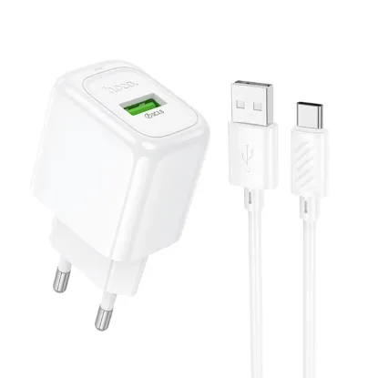 Зарядка 220V HOCO CS52A 18W/QC3.0/1xUSB + Type-C Cable White