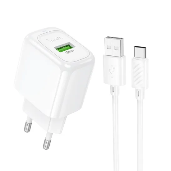 Зарядка 220V HOCO CS52A 18W/QC3.0/1xUSB + Type-C Cable White