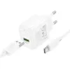 Зарядка 220V HOCO CS52A 18W/QC3.0/1xUSB + Type-C Cable White