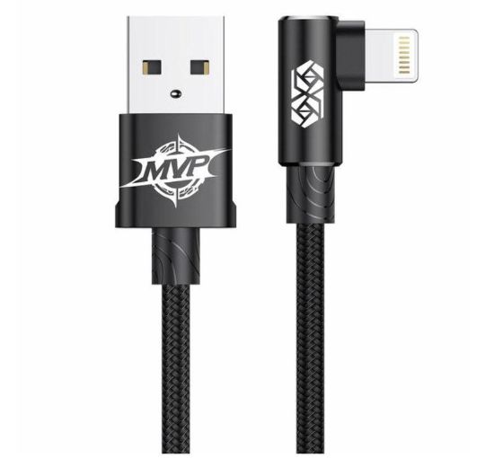 Кабелі Baseus Lightning 2.4A 1.0m MVP2 Elbow-shaped CAVP000001 Black