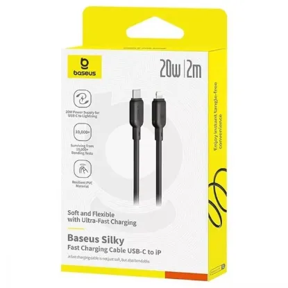 Кабелі Baseus Type-C to Lightning 20W 2m Silky (P10377700113-01) Black