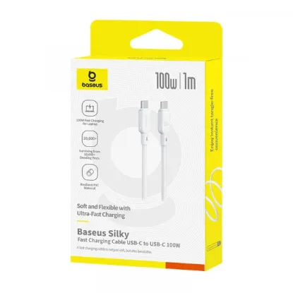 Кабелі Baseus Type-C to Type-C 100W 1m Silky (P10377704213-00) White