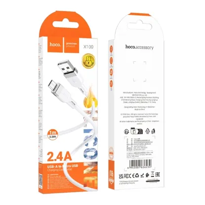 Кабелі HOCO X109 Lightning 2.4A 1.0m White