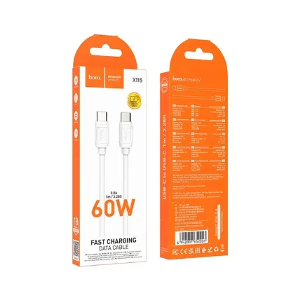 Кабелі HOCO X115 Type-C to Type-C 60W 1.0m White