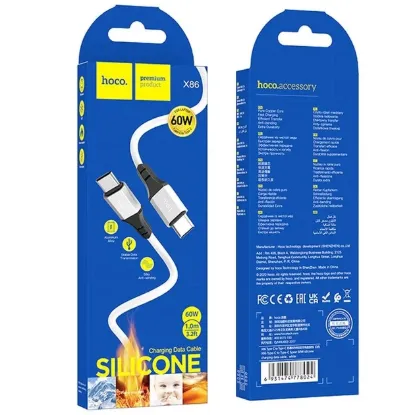 Кабелі HOCO X86 Type-C to Type-C 60W 1.0m White