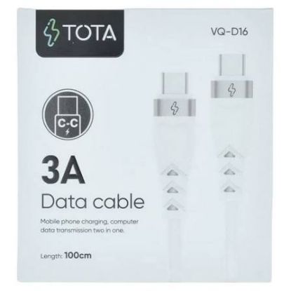 Кабелі TOTA Type-C to Type-C 3.0A 1.0m VQ-D16 White