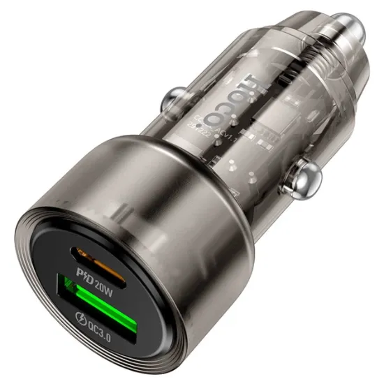 Зарядка 12V Hoco Z52 38W/PD20W/1xUSB/1xType-C Black