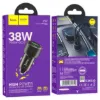 Зарядка 12V Hoco Z52 38W/PD20W/1xUSB/1xType-C Black