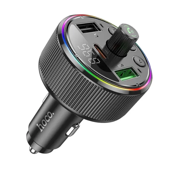 Зарядка 12V Hoco АЗП+FM E82 PD30W/QC3.0 Black
