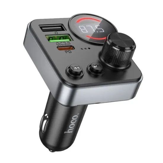 Зарядка 12V Hoco АЗП+FM E86 48W/PD30W/QC3.0 Black