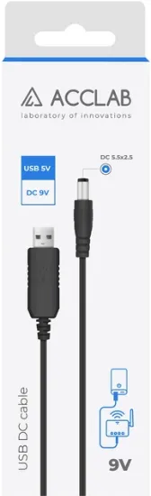 Кабелі Acclab USB SV to DC 9V 1.5A 5.5x2.5 мм чорний